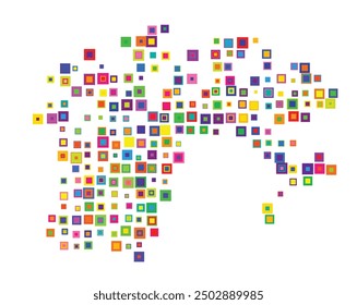 Symbol Map of the County Finnmark (Norway) showing the territory with a pattern of overlapping colorful squares like candies