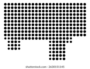 Symbol Map Of the County Forest (Pennsylvania, US) showing the County with a few black dots