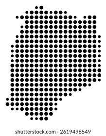 Symbol Map Of the County Franklin (Kentucky, US) showing the County with a few black dots