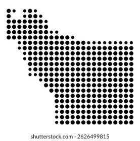 Symbol Map Of the County Fremont (Wyoming, US) showing the County with a few black dots