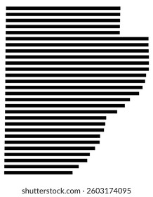 Symbol Map of the County Fulton (Illinois) showing the County with a few black horizontal lines