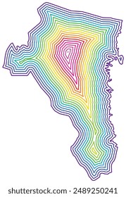 Symbol Map of the County Gaevleborg (Sweden) showing the state border buffered inside in rainbow colors