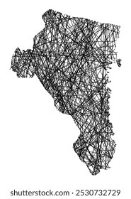 Symbol Map of the County Gaevleborg (Sweden) showing the state with black, crossing lines like Mikado Sticks or a spider web