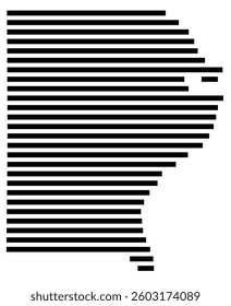 Symbol Map of the County Gallatin (Illinois) showing the County with a few black horizontal lines