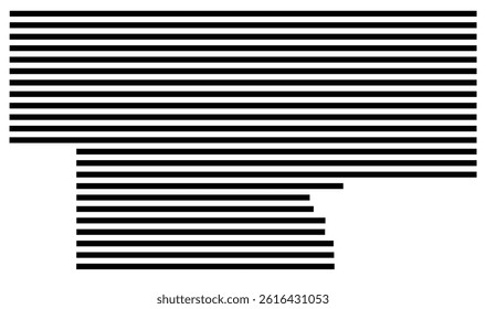 Symbol Map of the County Garvin (Oklahoma, US) showing the County with a few black horizontal lines
