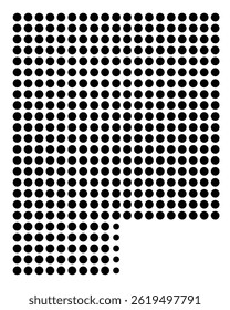 Symbol Map Of the County Genesee (Michigan, US) showing the County with a few black dots