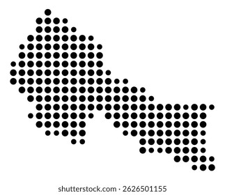 Symbol Map Of the County Goochland (Virginia, US) showing the County with a few black dots