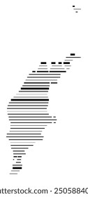 Symbol Map of the County Gotland (Sweden) showing the territory with parallel black lines in different line thickness