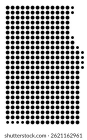 Symbolkarte der Grafschaft Grady (Georgia, USA), die die Grafschaft mit einigen schwarzen Punkten zeigt