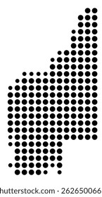 Symbol Map Of the County Grant (Washington, US) showing the County with a few black dots