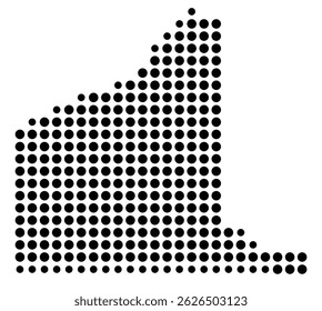 Symbol Map Of the County Gregg (Texas, US) showing the County with a few black dots