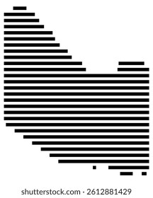 Symbol Map of the County Hardeman (Texas, US) showing the County with a few black horizontal lines