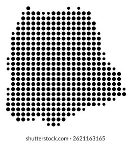 Symbol Map Of the County Hart (Georgia, US) showing the County with a few black dots