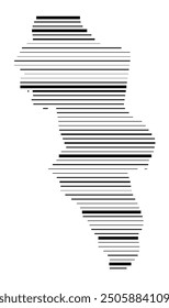 Symbol Map of the County Hedmark (Norway) showing the territory with parallel black lines in different line thickness