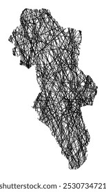 Symbol Map of the County Hedmark (Norway) showing the state with black, crossing lines like Mikado Sticks or a spider web