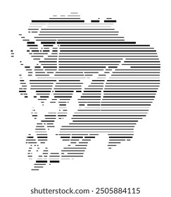 Symbol Map of the County Hordaland (Norway) showing the territory with parallel black lines in different line thickness