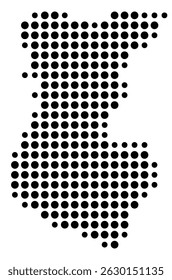 Symbol Map Of the County Huntingdon (Pennsylvania, US) showing the County with a few black dots