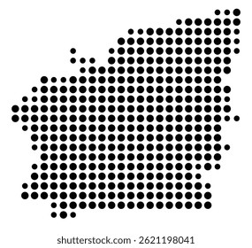 Symbol Map Of the County Idaho (Idaho, US) showing the County with a few black dots