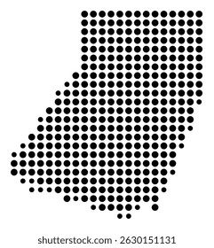 Mapa de símbolos do Condado de Indiana (Pensilvânia, EUA) mostrando o Condado com alguns pontos pretos