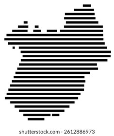 Symbol Map of the County Kershaw (South Carolina, US) showing the County with a few black horizontal lines