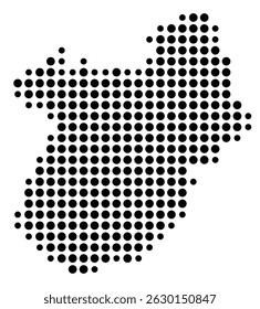 Symbol Map Of the County Kershaw (South Carolina, US) showing the County with a few black dots