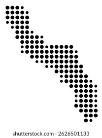 Mapa simbólico del condado de King and Queen (Virginia, EE. UU.) que muestra el condado con algunos puntos negros