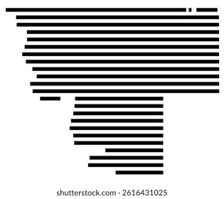 Symbol Map of the County Kiowa (Oklahoma, US) showing the County with a few black horizontal lines