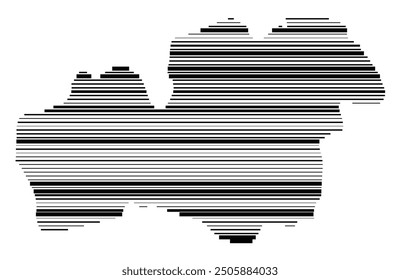 Symbol Map of the County Kronoberg (Sweden) showing the territory with parallel black lines in different line thickness