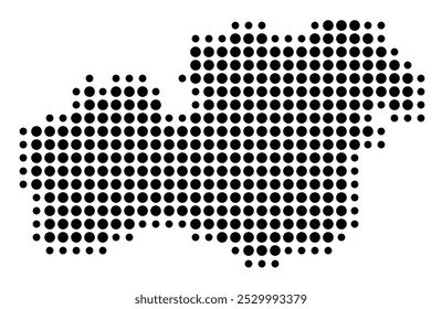 Symbol Map of the County Kronoberg (Sweden) showing the territory with a pattern of black circles