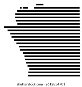 Symbol Map of the County La Crosse (Wisconsin, US) showing the County with a few black horizontal lines
