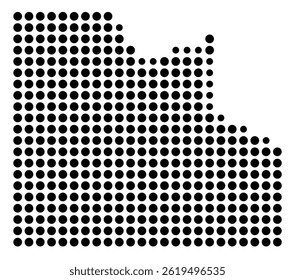Symbol Map Of the County Laclede (Missouri, US) showing the County with a few black dots