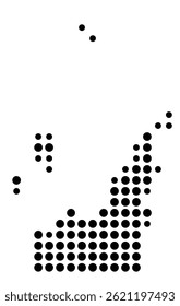Symbol Map Of the County Leelanau (Michigan, US) showing the County with a few black dots