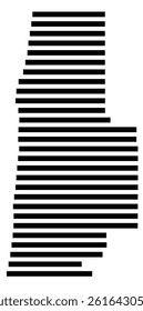 Symbol Map of the County Lincoln (Oregon, US) showing the County with a few black horizontal lines