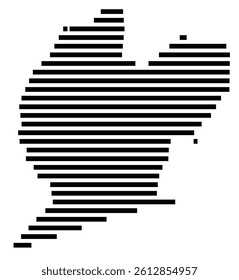 Symbol Map of the County Lincoln (West Virginia, US) showing the County with a few black horizontal lines