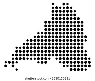 Symbol Map Of the County Loudon (Tennessee, US) showing the County with a few black dots