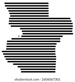 Symbol Map of the County Lowndes (Georgia) showing the County with a few black horizontal lines