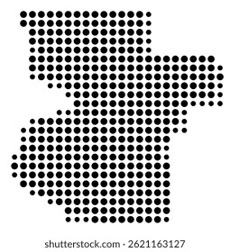 Symbol Map Of the County Lowndes (Georgia, US) showing the County with a few black dots