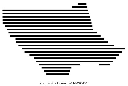 Symbol Map of the County Lycoming (Pennsylvania, US) showing the County with a few black horizontal lines