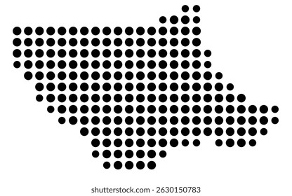 Symbol Map Of the County Lycoming (Pennsylvania, US) showing the County with a few black dots