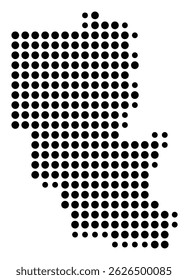 Symbol Map Of the County Marinette (Wisconsin, US) showing the County with a few black dots
