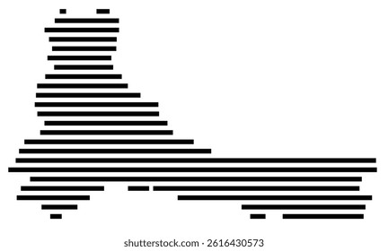 Symbol Map of the County Marion (Oregon, US) showing the County with a few black horizontal lines