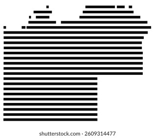 Symbol Map of the County McKenzie (North Dakota) showing the County with a few black horizontal lines