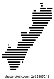 Symbol Map of the County Meigs (Tennessee, US) showing the County with a few black horizontal lines