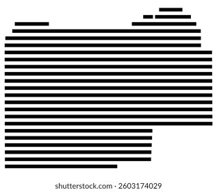 Symbol Map of the County Menard (Illinois) showing the County with a few black horizontal lines