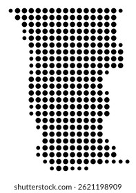 Symbol Map Of the County Mendocino (California, US) showing the County with a few black dots