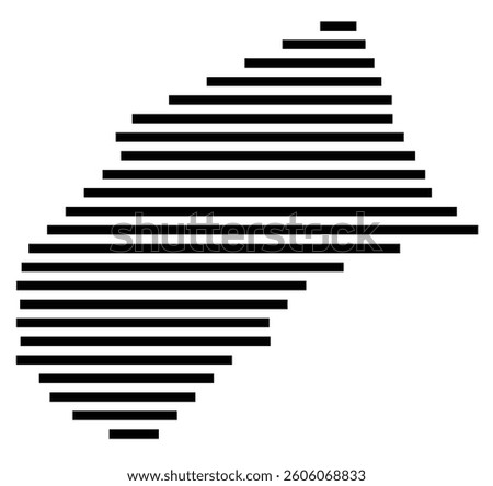 Symbol Map of the County Merced (California) showing the County with a few black horizontal lines