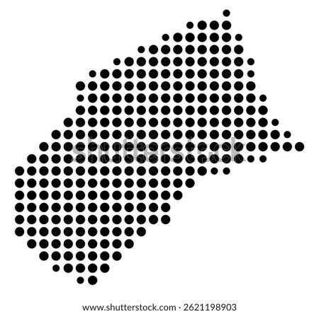 Symbol Map Of the County Merced (California, US) showing the County with a few black dots