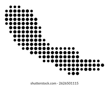 Mapa simbólico del condado de Middlesex (Virginia, EE. UU.) que muestra el condado con algunos puntos negros