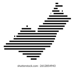 Symbol Map of the County Mineral (West Virginia, US) showing the County with a few black horizontal lines