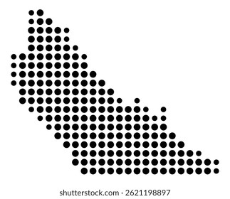 Symbol Map Of the County Monterey (California, US) showing the County with a few black dots